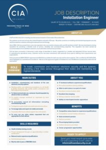Careers At CIA Fire & Security - Installation Engineer